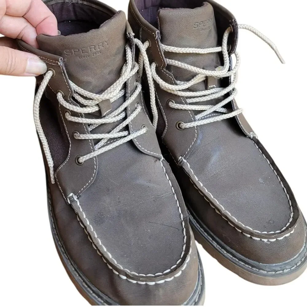 Sperry Rudder Chukka Boots Brown Lace Up Boat Shoes Boys Size 7